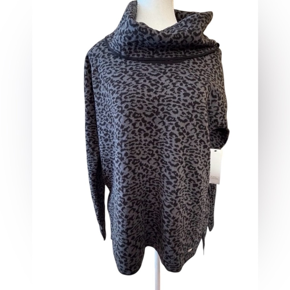 Calvin Klein Charcoal and Black Leopard Sweater size Small Brand New